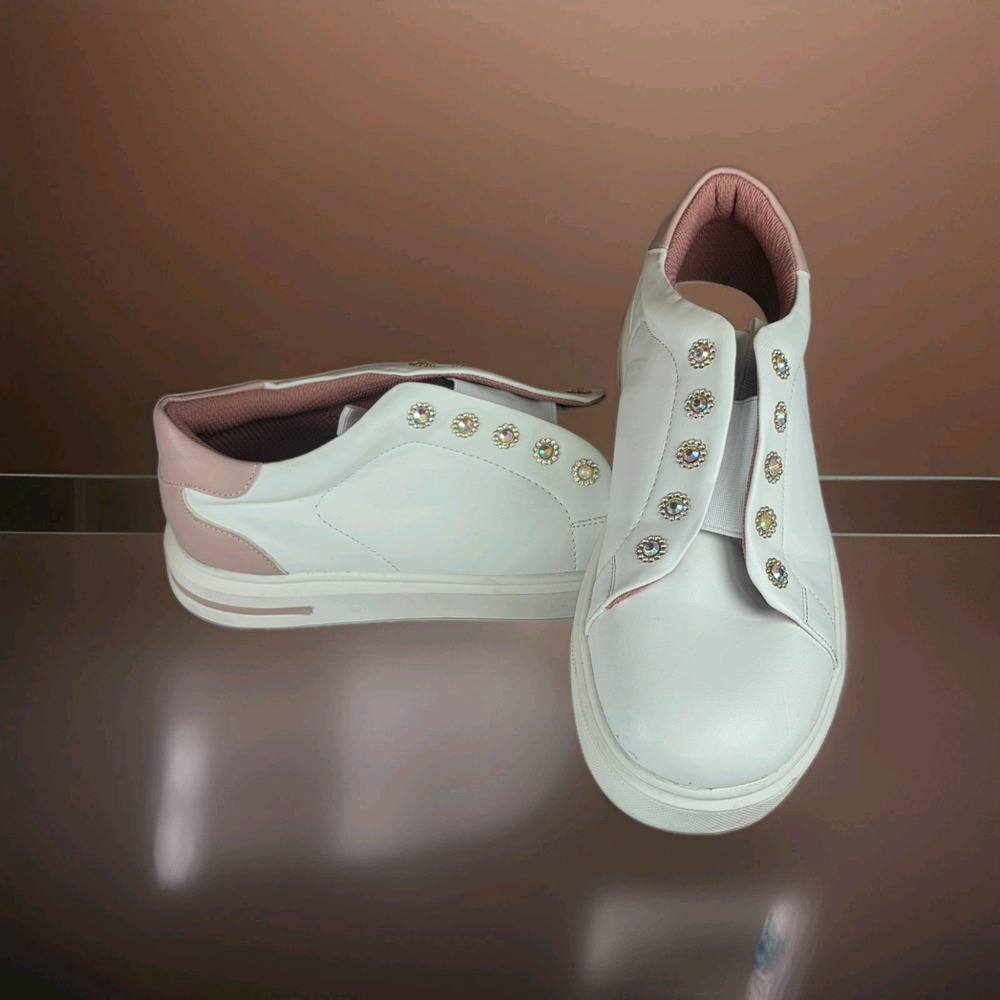 Sincerely Jules Shoes Womens 5 M  Casual Sneakers White Pink Rhinestones New